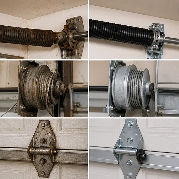 Garage Door of Arlington technician repairing garage door before and after